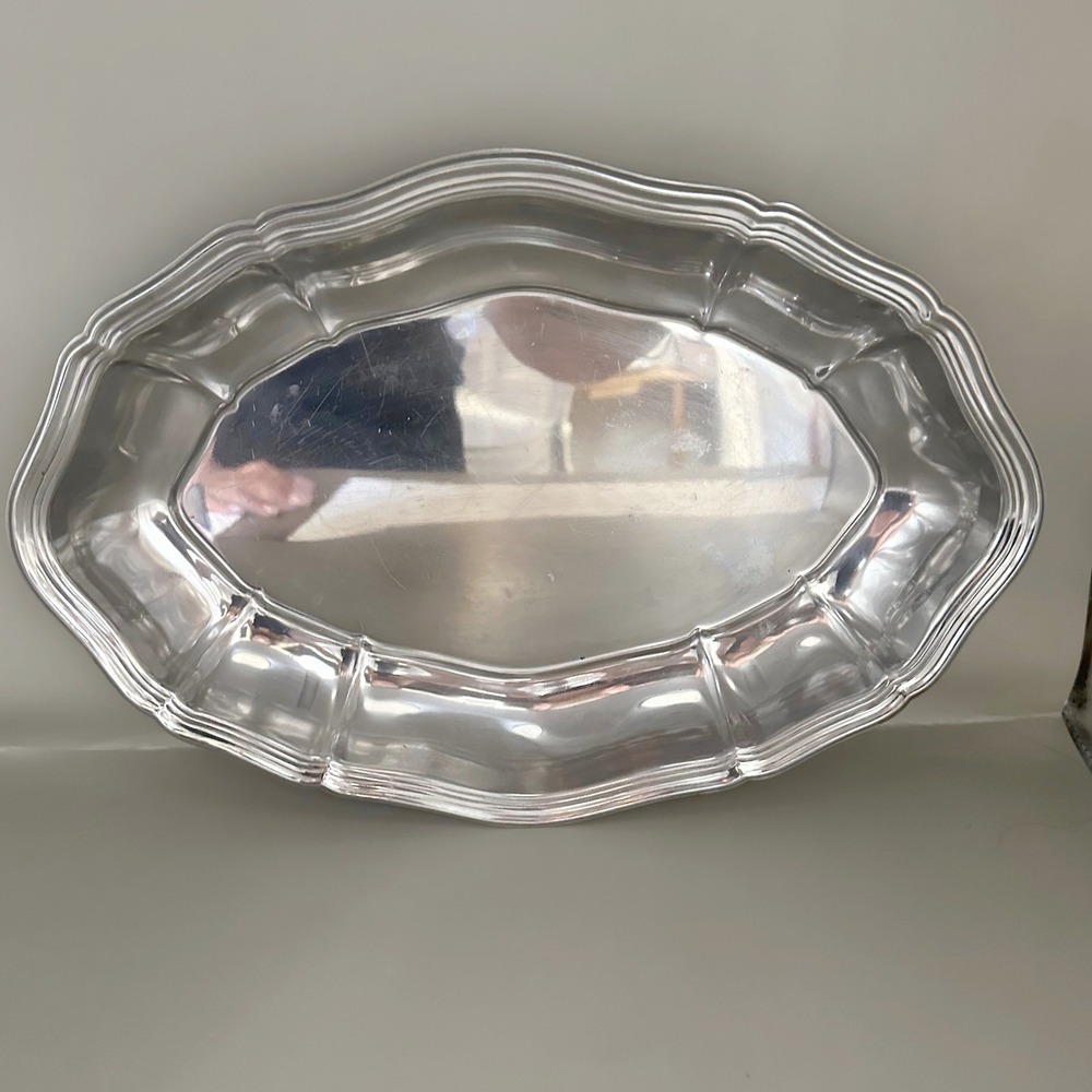 Cook-O-Matic Italian Stainless Steel Scalloped Edge Buffet Serving Tray 14x9"